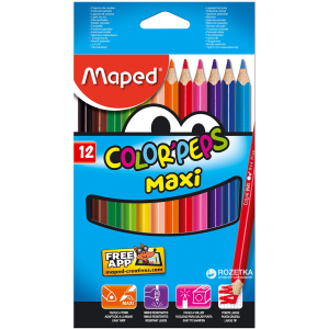 Олівці кольорові Maped Color Peps Maxi 12 кольорів (MP.834010) краща модель в Харкові