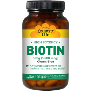 Вітаміни Country Life High Potency Biotin концентрований Біотин (В7) 5 мг 120 желатинових капсул (015794065067) краща модель в Харкові