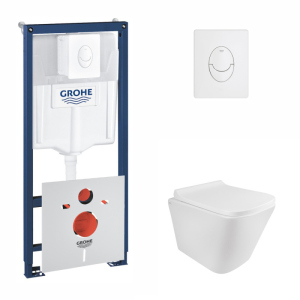 Набір інсталяція 4 в 1 Grohe Rapid SL 38722001 + унітаз з сидінням Qtap Tern QT1733052ERW надійний