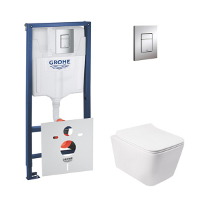 Набір інсталяція 4 в 1 Grohe Rapid SL 38772001 + унітаз з сидінням Qtap Crow QT05335170W ТОП в Харкові