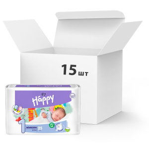 Упаковка дитячих підгузків Bella Baby Happy Newborn 2-5 кг 15 пачок по 25 шт. (BB-054-NB25-004) ТОП в Харкові