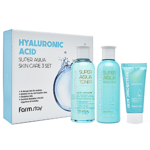 Набор средств по уходу за кожей FarmStay Hyaluronic Acid Super Aqua Skin Care 3 Set с гиалуроновой кислотой (8809426959457) лучшая модель в Харькове