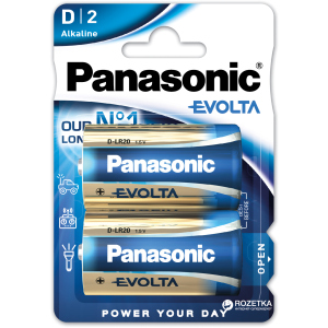 Батарейки Panasonic Evolta щелочные D (LR20) блистер, 2 шт (LR20EGE/2BP)