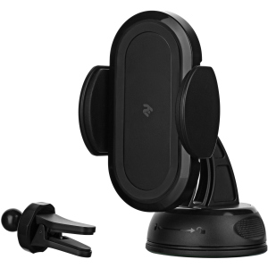 Автомобільний зарядний пристрій 2E Car Windsheild/Airvent Wireless Charger 3 в 1 10 W Black (2E-WCQ01-07)