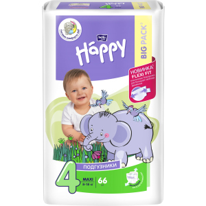 Підгузки дитячі Bella Baby Happy Green Tea 3D Maxi 8-18 кг 66 шт (5900516602888) в Харкові