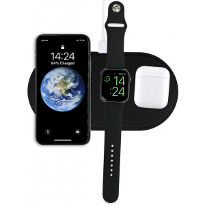 Беспроводное зарядное устройство Qitech AirPower 3 в 1 Gen 2 для Apple Watch с технологией QI Fast Charge Черное (QT-Air-Gen2bk)