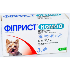 Краплі від бліх та кліщів KRKA Фіприст Комбо на холку 3 піпетки по 0.67 мл для собак масою тіла 2-10 кг (3838989645588) в Харкові
