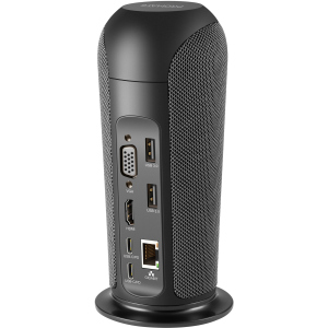 Док-станція 13-в-1 Promate AlphaHub USB-C PD/HDMI/VGA/3xUSB 3.0/USB-C 3.1/RJ45/SD/MicroSD/AUX 3.5 мм/5W динамік Black (alphahub.black) ТОП в Харкові