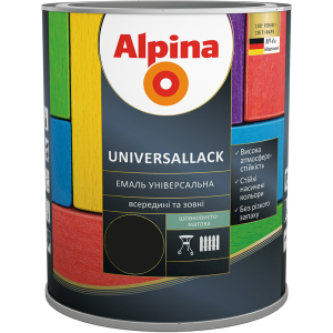 Емаль Alpina Universallack Шовковисто-матова 2.5 л Чорна (948103763) краща модель в Харкові