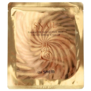 Гелева маска з муцином равлики та 24К золотом The Saem Snail Essential 24K Gold Gel Mask Sheet 30 г (8806164121108) краща модель в Харкові