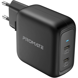 Зарядний пристрій Promate GaNPort-90PD 90 Вт 2хUSB-C Black (ganport-90pd.black) ТОП в Харкові