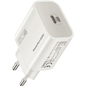 Сетевое зарядное устройство Promate PowerPort-20PD 20 Вт USB Type-C PD White (powerport-20pd.white) ТОП в Харькове