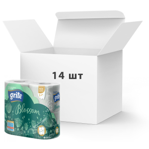 Упаковка туалетного паперу Grite Blossom 150 відривів 3 шари 4 рулони 14 шт (4770023348743) ТОП в Харкові