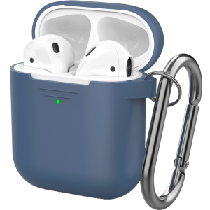 Классический Силиконовый чехол AhaStyle с карабином для Apple AirPods Navy blue (AHA-01060-NBL)