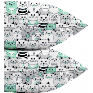 Набір наволочок Cosas Бязь Set Pillow Cats 40х60 см 2 шт Gray (4822052025147) краща модель в Харкові