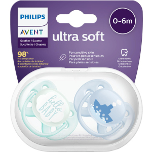 Пустышка Philips AVENT Ultra Soft для мальчиков 0-6 мес 2 шт (SCF222/01) лучшая модель в Харькове