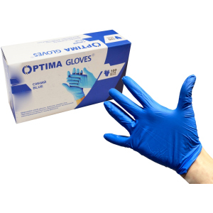 Рукавички медичні нітрилові оглядові Optima Gloves нестерильні неопудрені L 50 пар Сині (52-108) ТОП в Харкові