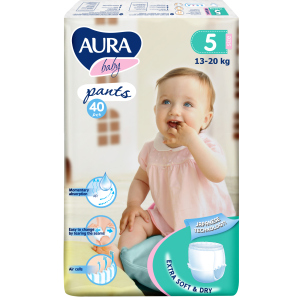 Трусики одноразові для дітей Aura 5 XL 13-20 кг jambo-pack 40 шт (4752171005105) краща модель в Харкові