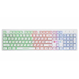 Клавіатура REAL-EL 7070 Comfort Backlit, white ТОП в Харкові