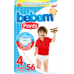 купить Подгузники-трусики Bebem Jumbo 4 maxi 9-14 кг 56 шт (6224009614899)