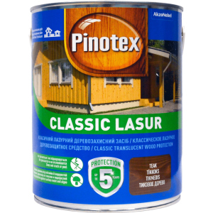 Лазур Pinotex Classic Lasur - матове алкідне просочення для дерева, блакитне, з декоративним ефектом, безбарвне, BC, 3 л (5308843) в Харкові