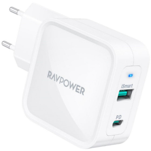 Зарядний пристрій RAVPower 65W 2-Port PD Charger White (RP-PC133WH) ТОП в Харкові