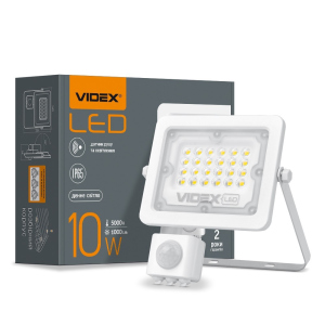 LED прожектор VIDEX F2e 10W 5000K с датчиком движения и освещенности лучшая модель в Харькове