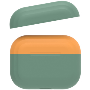 Двухцветный cиликоновый чехол AhaStyle для Apple AirPods Pro Dark Green Orange (AHA-0P200-DDO)