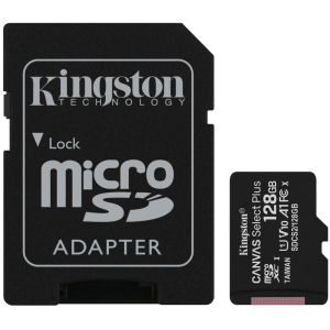 Kingston microSDXC 128GB Canvas Select Plus Class 10 UHS-I U1 V10 A1 + SD-адаптер (SDCS2/128GB) ТОП в Харкові