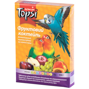 Упаковка корму для дрібних та середніх папуг Topsi Фруктовий коктейль 550 г 16 шт (14820122208220) ТОП в Харкові