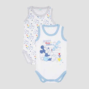 Боді-майка Disney Mickey Mouse MC13888 62-68 см 2 шт Біла з блакитним (8691109721747) краща модель в Харкові