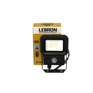 LED прожектор с датчиком движения LEBRON LF-10S, 10W, 800Lm, 6500К (4417)