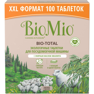 Таблетки для посудомийної машини BioMio Bio-Total 7 в 1 з маслом евкаліпту 100 шт (4603014015945) ТОП в Харкові