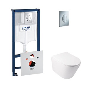 Набор инсталляция 4 в 1 Grohe Rapid SL 38721001 + унитаз с сиденьем Qtap Swan QT16335178W рейтинг