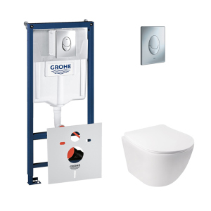 Набор инсталляция 4 в 1 Grohe Rapid SL 38721001 + унитаз с сиденьем Qtap Jay QT07335176W лучшая модель в Харькове