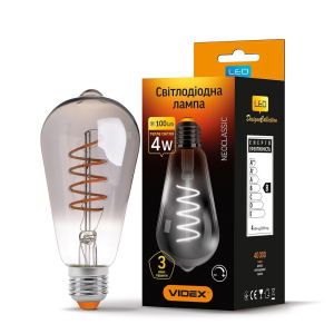 LED лампа VIDEX Filament ST64FGD 4W E27 2100K диммерная графит лучшая модель в Харькове