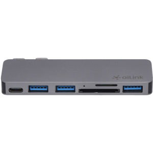 USB-хаб адаптер Ailink Aluminium USB-C SD Hub Card Reader Multi Port 6 в 1 Space Grey (AI-DC6_sg) в Харькове