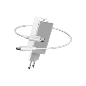 Зарядний пристрій Baseus GaN2 QC C+C 45W + Cable Type-C 100W white (CCGAN-M02) надійний