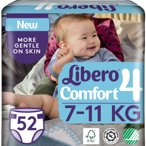 хороша модель Підгузки Libero Ліберо Comfort 4 7-11 кг 52 шт одноразові (7322541083674)