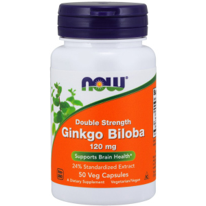 Натуральна добавка Now Foods Гінкго Білоба, Ginkgo Biloba, Double Strength, 120 мг, 50 капсул (733739046826) краща модель в Харкові