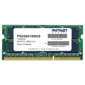 Оперативная память Patriot SODIMM DDR3 1600 MHz 8Gb (PSD38G16002S) ТОП в Харькове