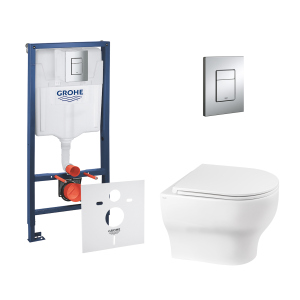 Набор инсталляция 4 в 1 Grohe Rapid SL 38772001 + унитаз с сиденьем Qtap Aries QT0333063ERW рейтинг