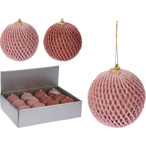 Набір ялинкових куль Christmas Decoration 8 см 12 шт рожевий (CAA126440) краща модель в Харкові