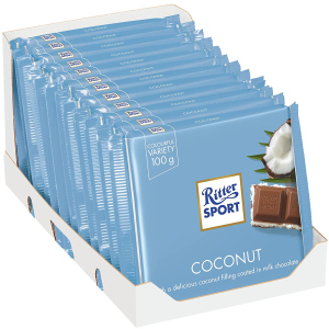 Упаковка молочного шоколаду Ritter Sport з начинкою кокосово-молочний крем 12 шт х 100 г (4000417298607) краща модель в Харкові