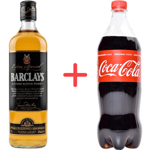 Віскі Barclays Blended 0.7 л 40%+ Безалкогольний напій Coca-Cola 1 л (5010852000900) в Харкові