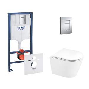 Набор инсталляция 4 в 1 Grohe Rapid SL 38772001 + унитаз с сиденьем Qtap Scorpio QT1433053ERW (38772001QT1433053ERW)