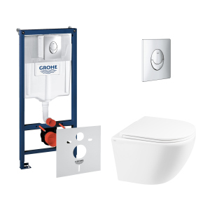 хорошая модель Набор инсталляция 4 в 1 Grohe Rapid SL 38721001 + унитаз с сиденьем Qtap Robin QT1333046ERW (38721001QT1333046ERW)