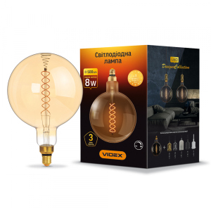 LED лампа VIDEX Filament G200FASD 8W E27 2200K диммерная бронза рейтинг