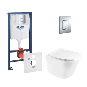 хороша модель Набір інсталяція 4 в 1 Grohe Rapid SL 38772001 + унітаз з сидінням Qtap Virgo QT1833051ERW