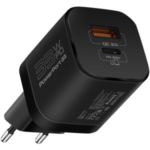 Зарядний пристрій Promate PowerPort-33 Вт USB-C+USB-A Black (powerport-33.black) рейтинг